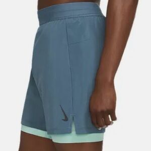 Nike Teal and Light Green Sports Shorts